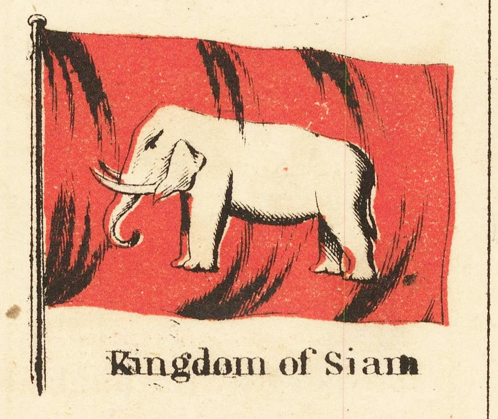Kingdom of Siam - 1868 Colton chart of national flags (cropped), an archival visual related to Why Do Countries Have Flags.