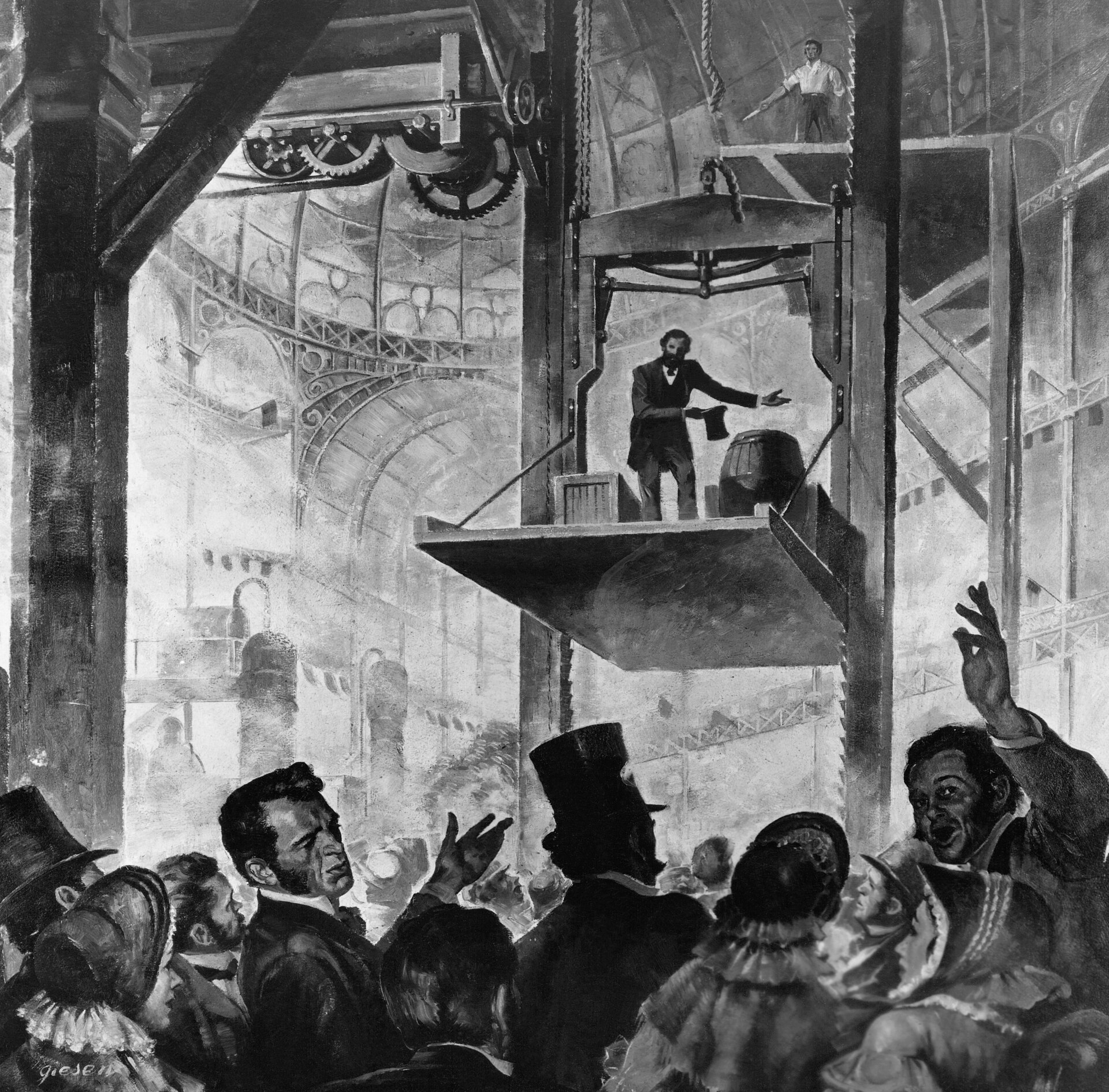 Documentary view of The safety elevator.
