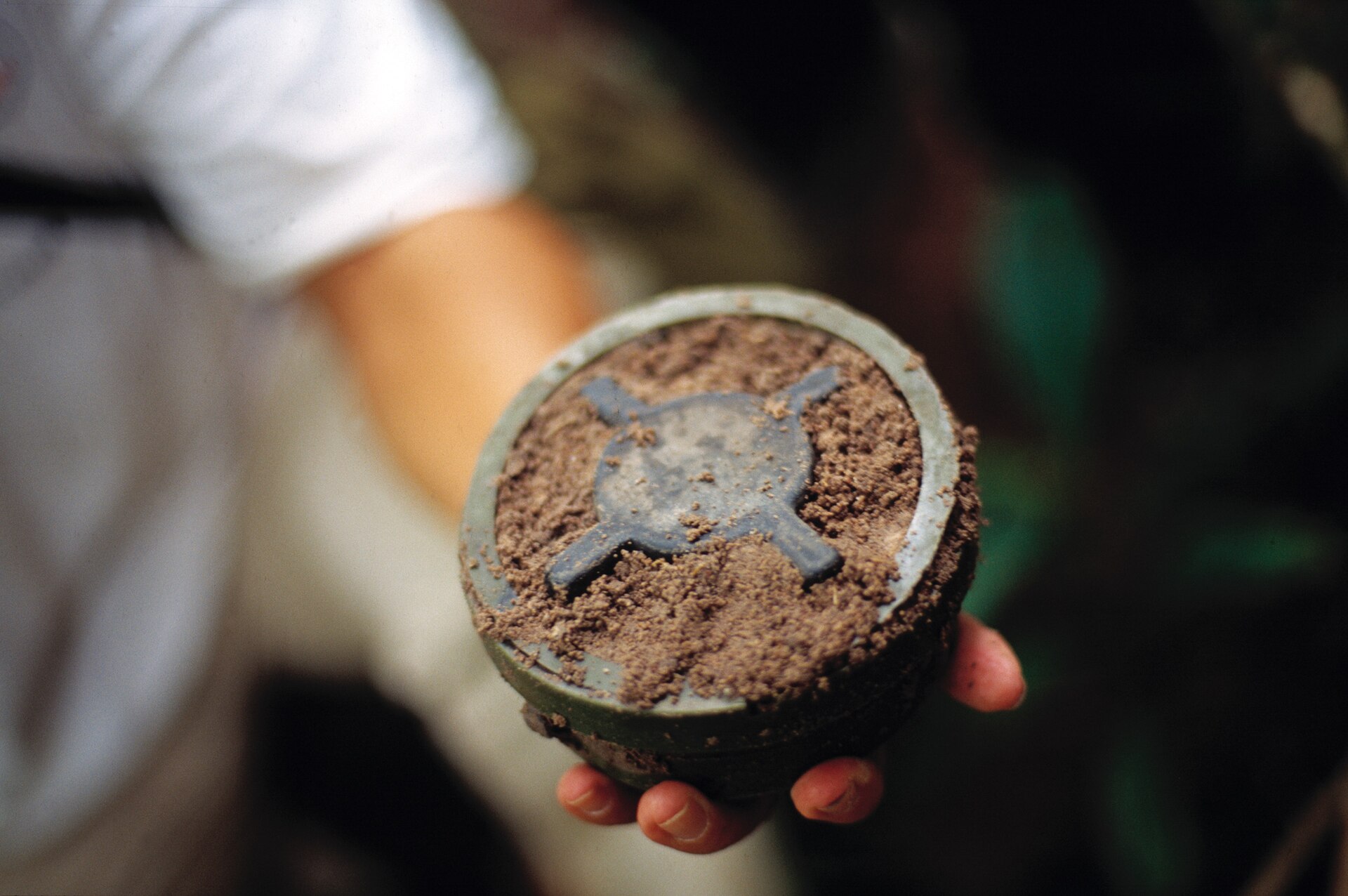 Aki-Ra clearing landmines in Cambodia.