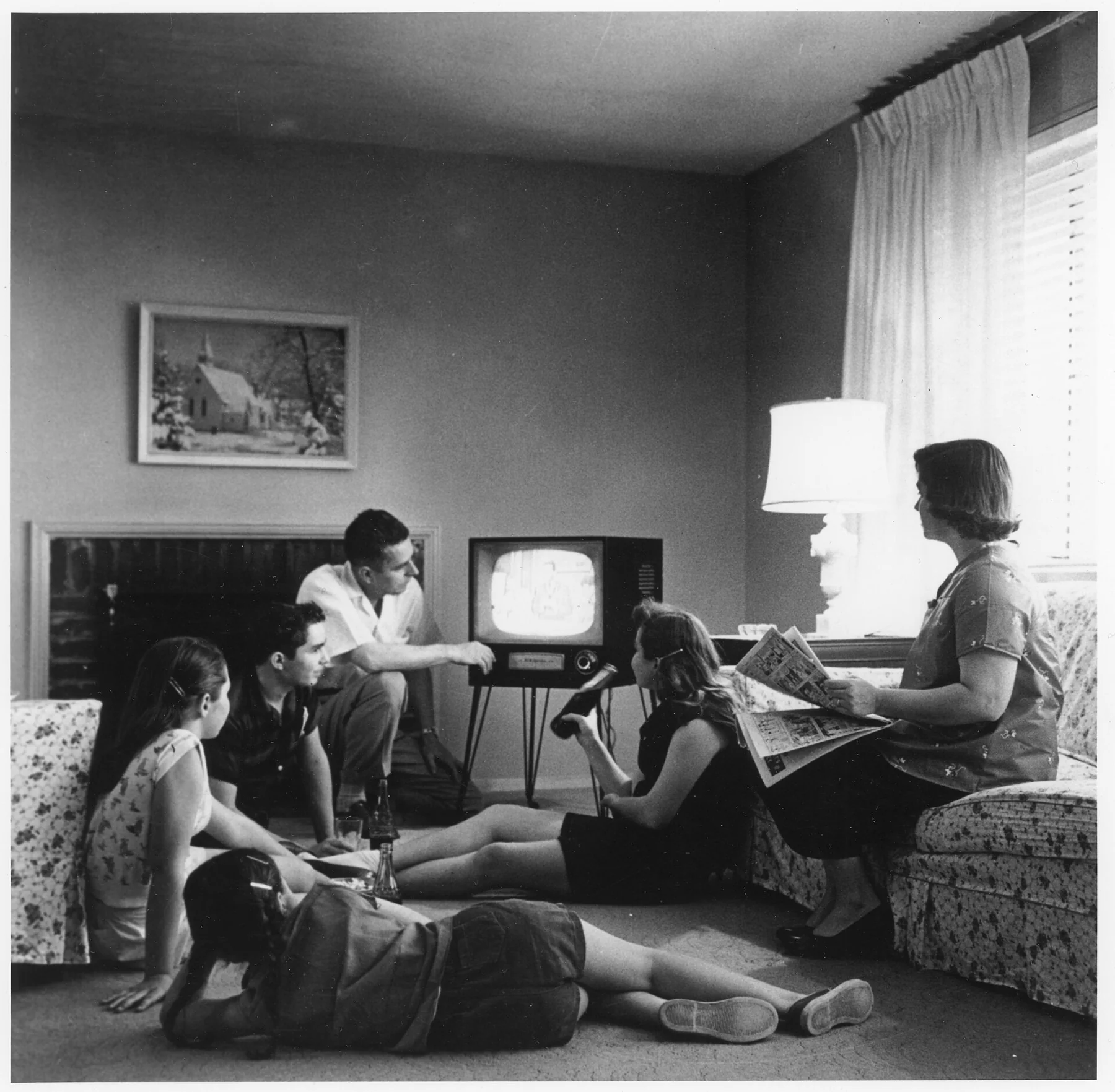 Family watching television 1958, an archival visual related to How Did Television Change the World.