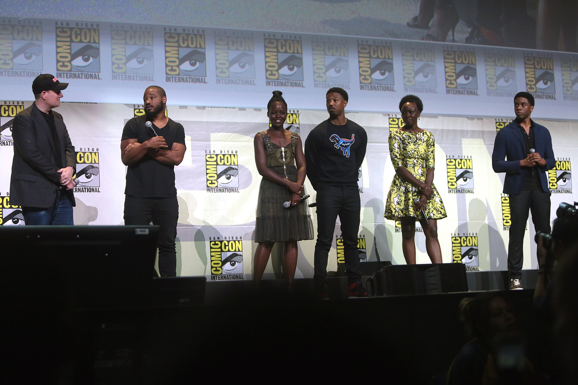Director Ryan Coogler and the Black Panther cast at San Diego Comic-Con in 2016.
