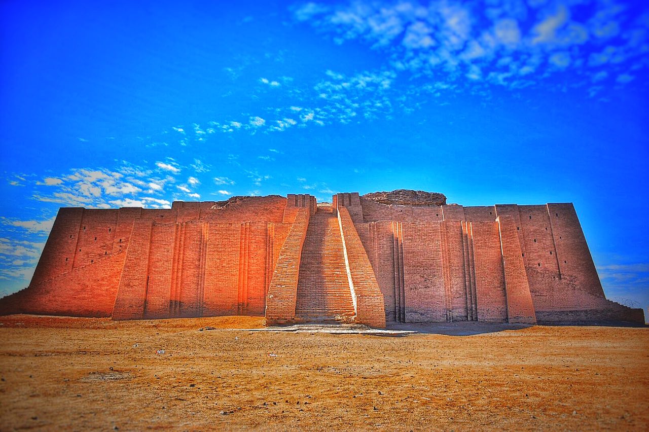 The stepped Great Ziggurat of Ur with its monumental staircase.