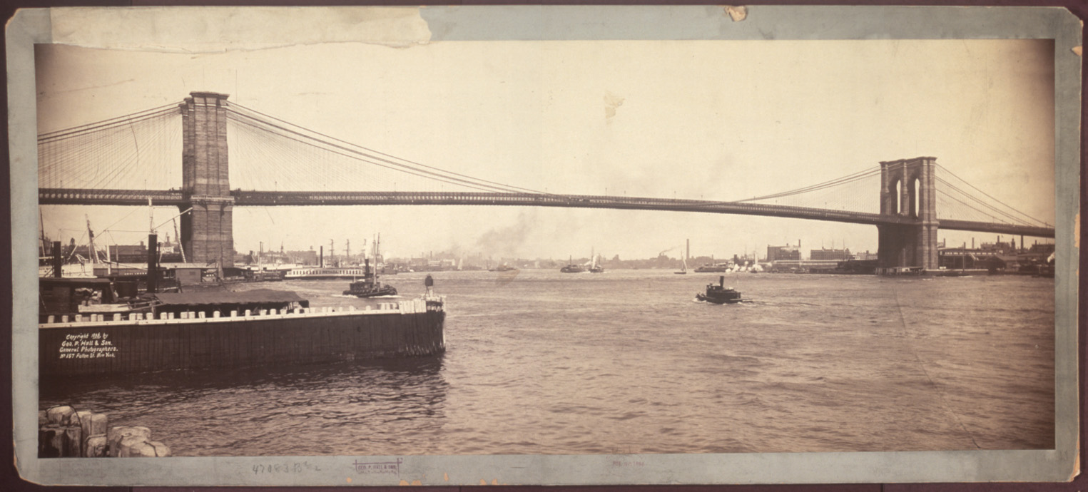 Documentary view of The Brooklyn Bridge.