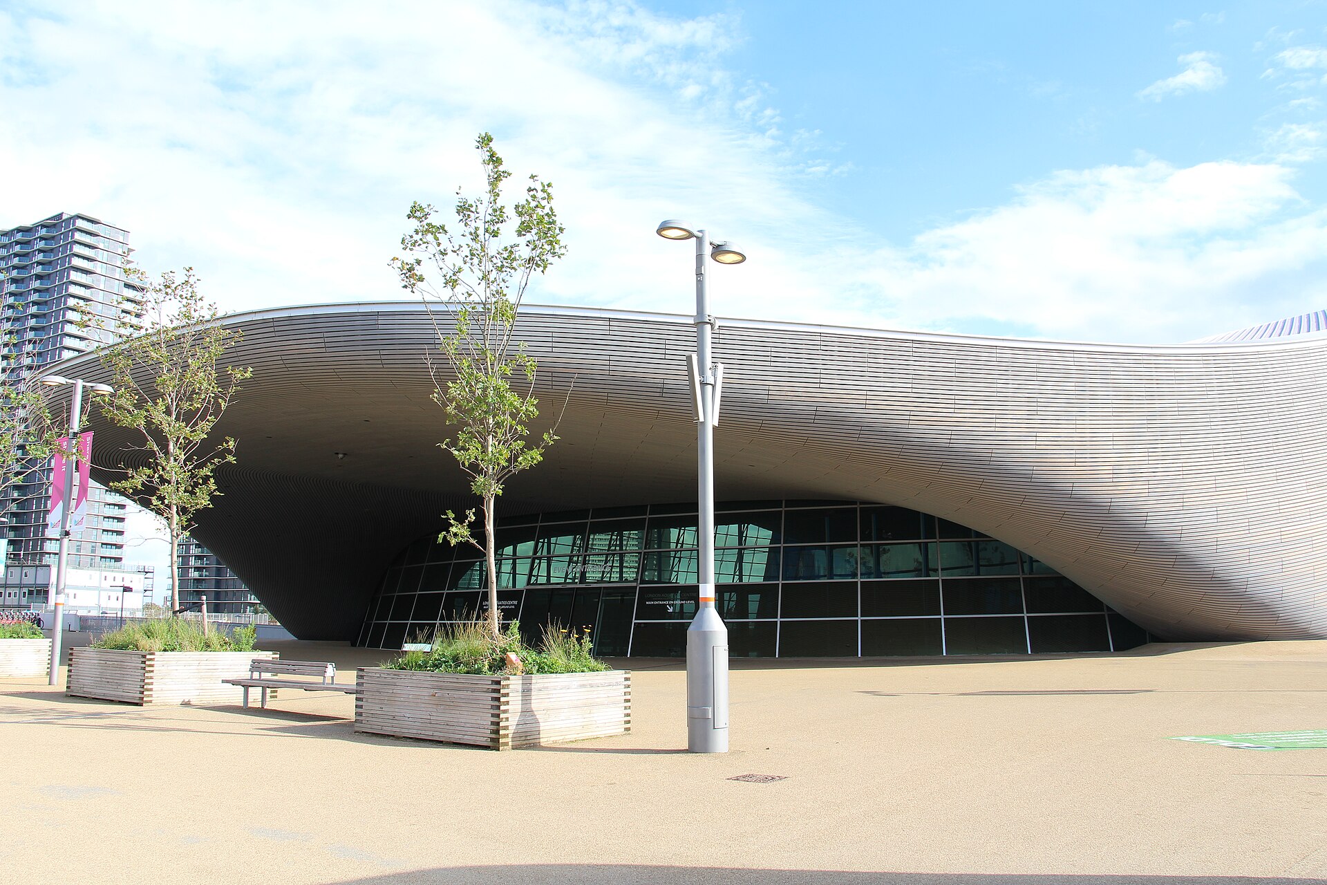 Undulating roof of the London Aquatics Centre.