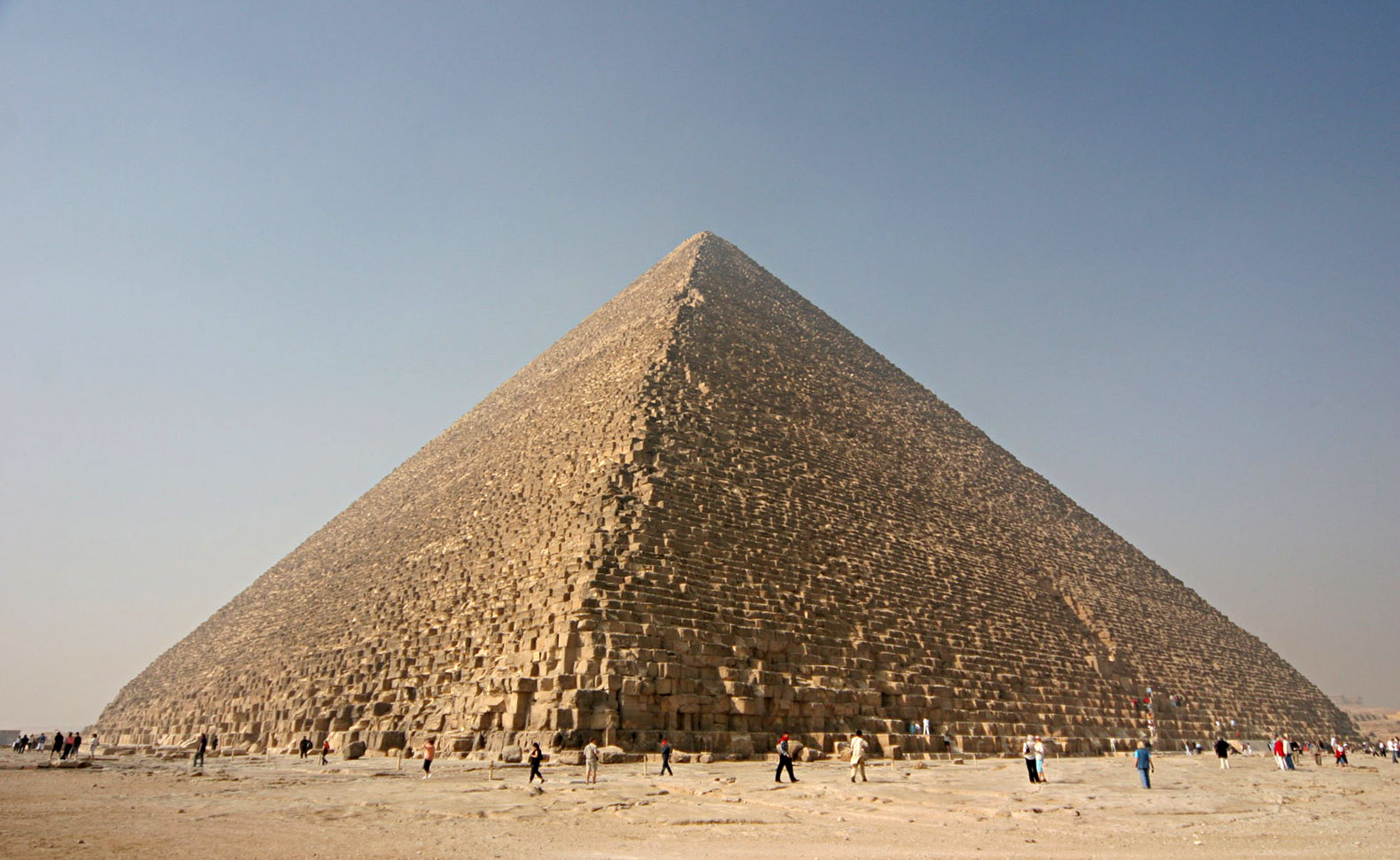 The Great Pyramid of Khufu at Giza viewed from ground level.