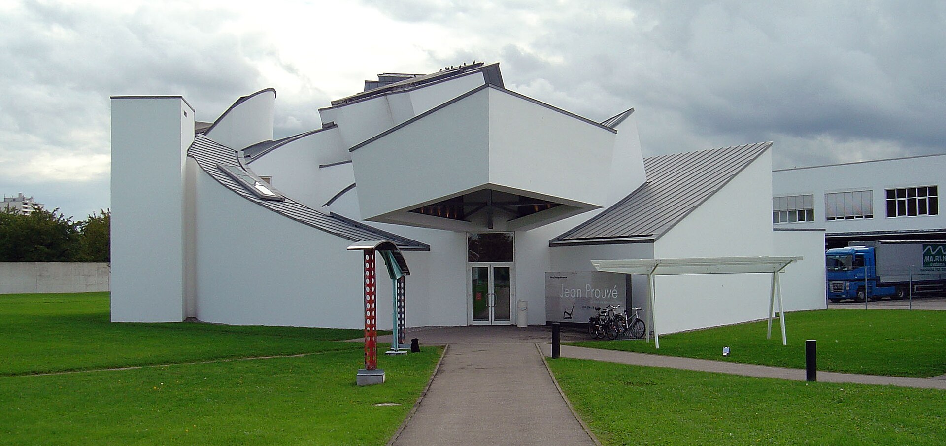 Angular white volumes of the Vitra Design Museum.
