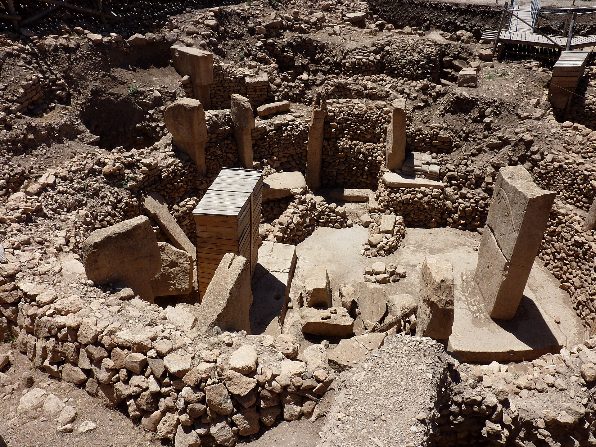 Excavated circular enclosure of T-shaped pillars at Göbekli Tepe.