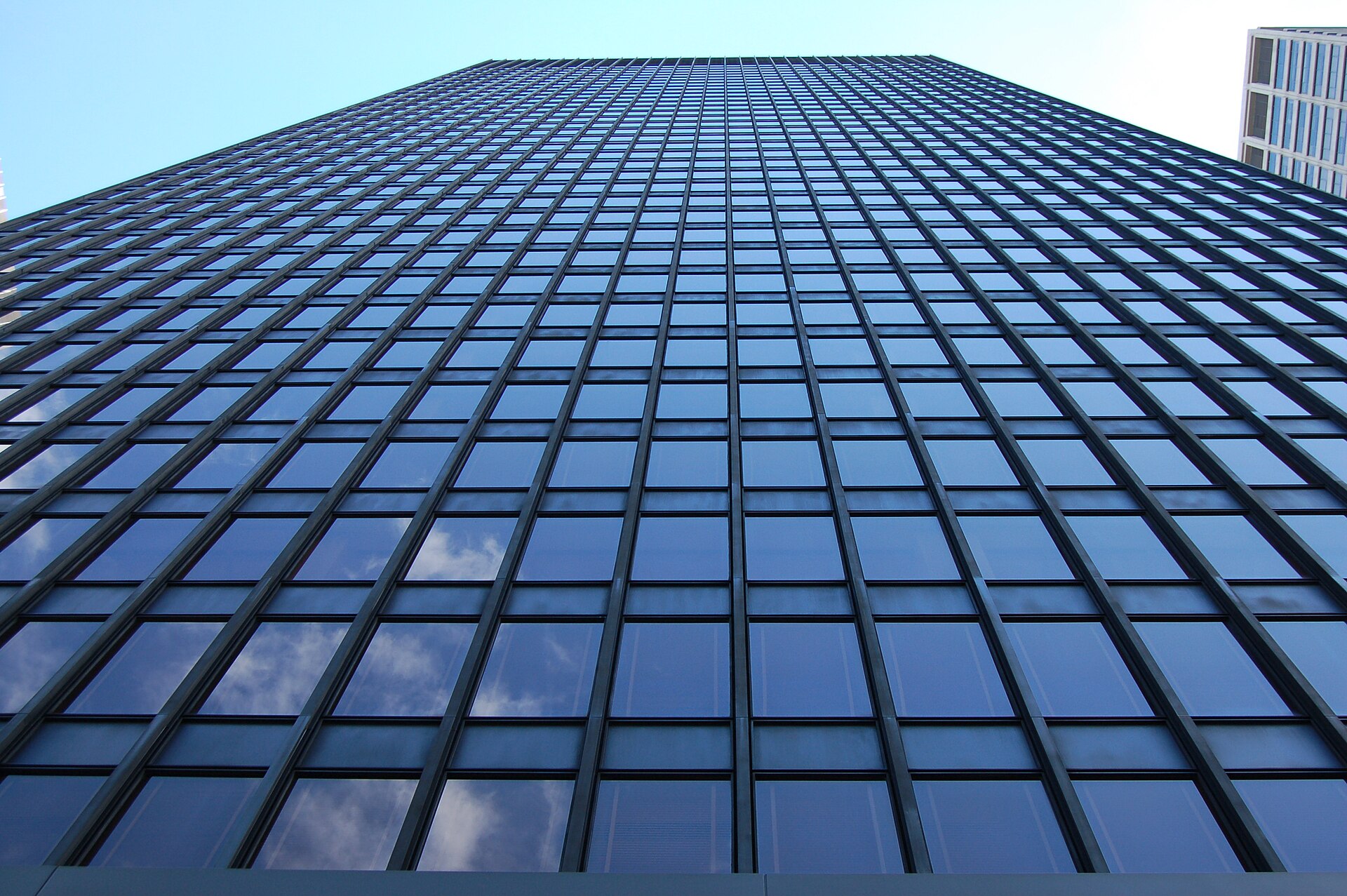 Bronze-and-glass Seagram Building set behind its granite plaza.