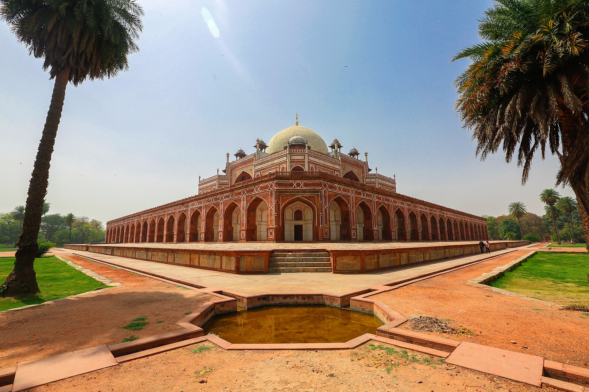 Humayun's Tomb viewed across its Mughal charbagh garden.