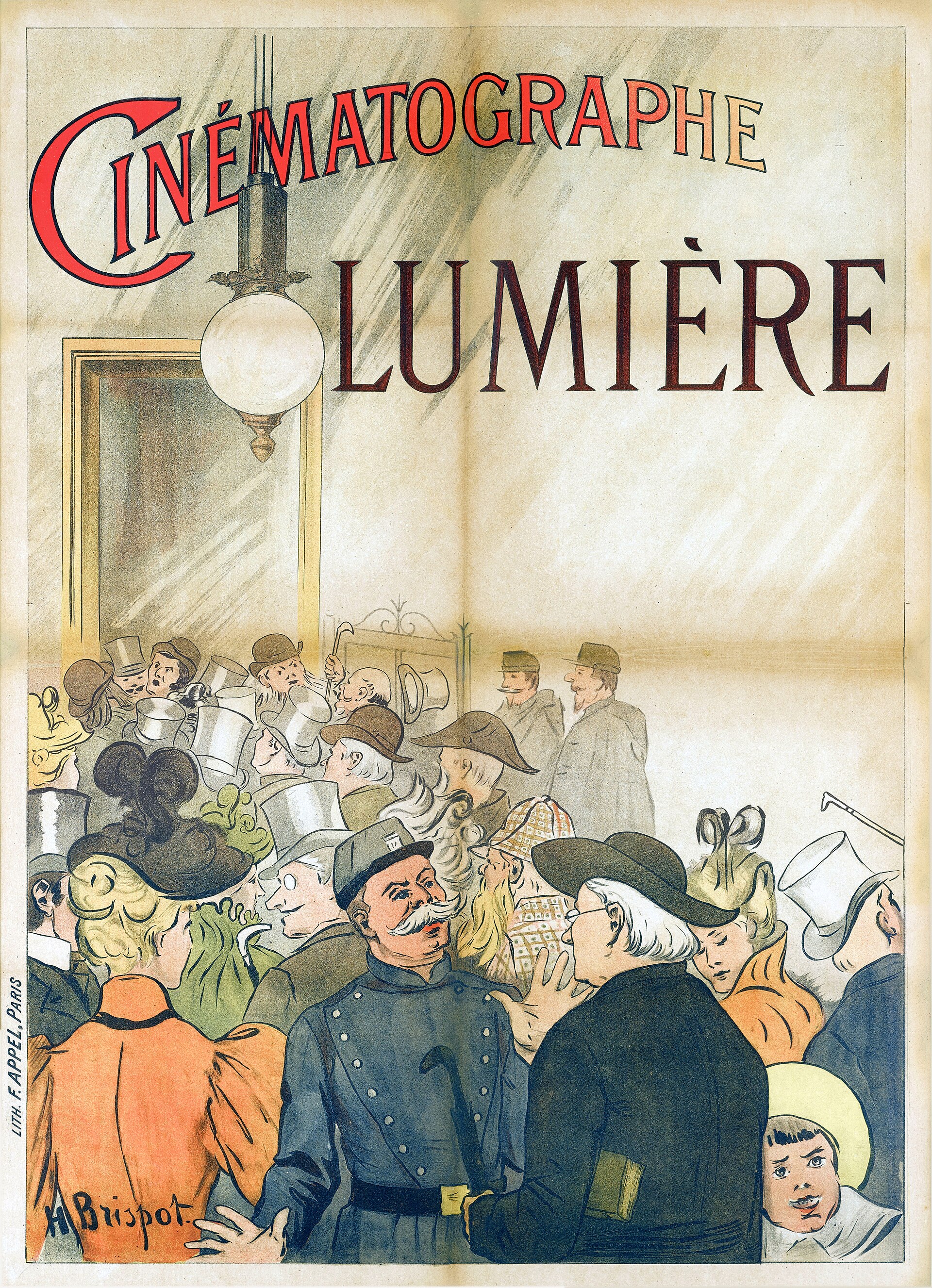 1895 poster advertising the Lumière Cinématographe in Paris.