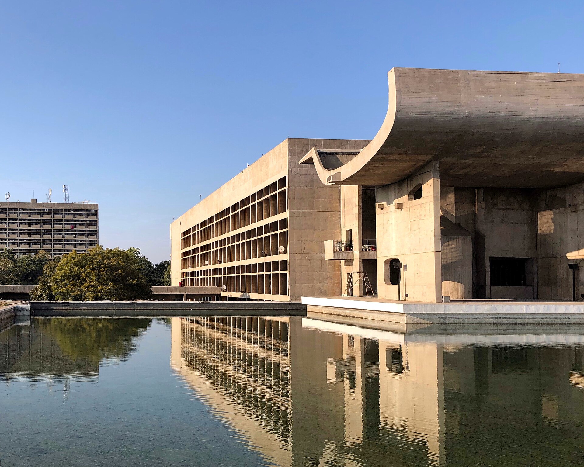 Concrete portico and roof of Chandigarh's Palace of Assembly.