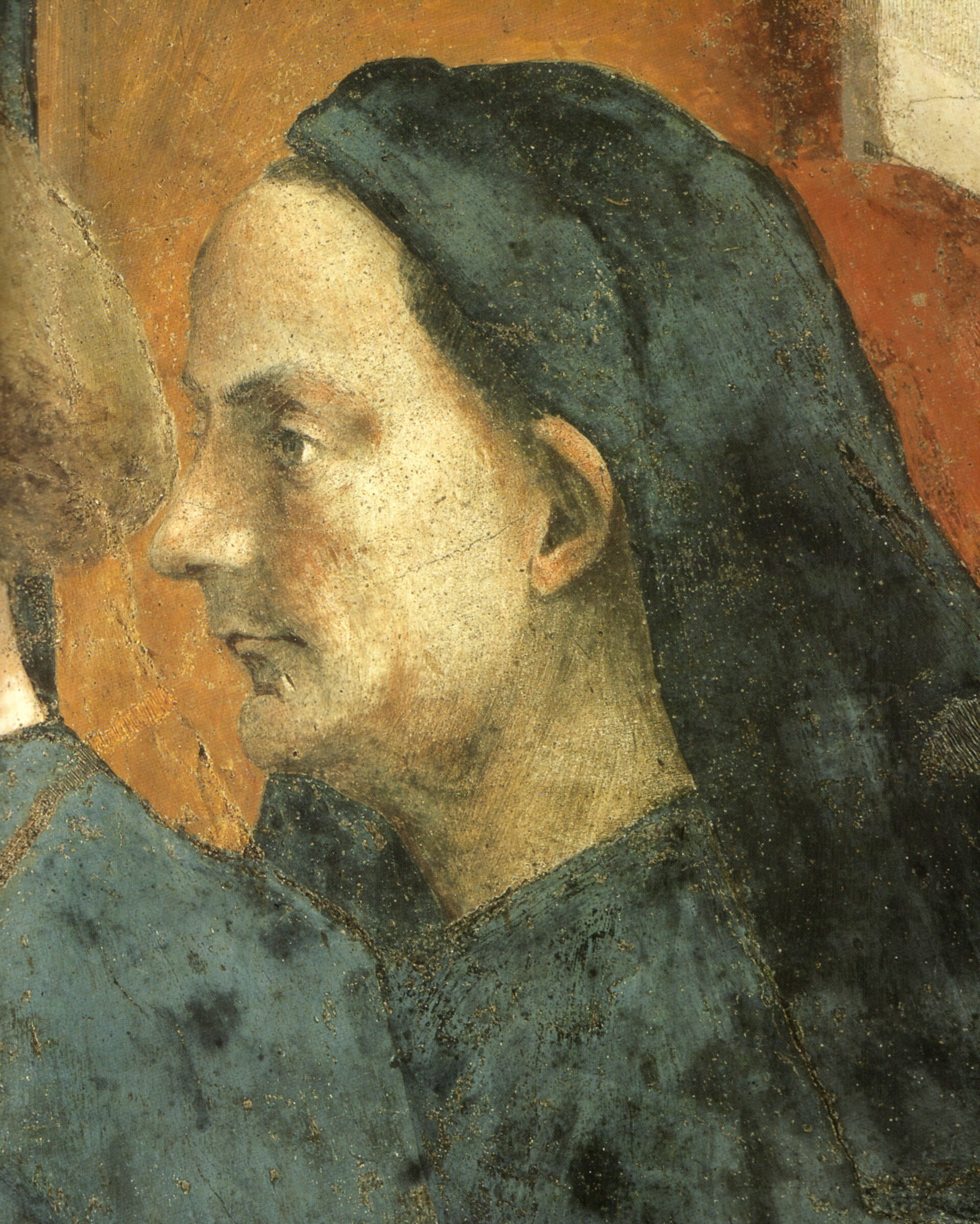 Masaccio, Cappella Brancacci, San Pietro in Cattedra, Florence: portrait of Filippo Brunelleschi
