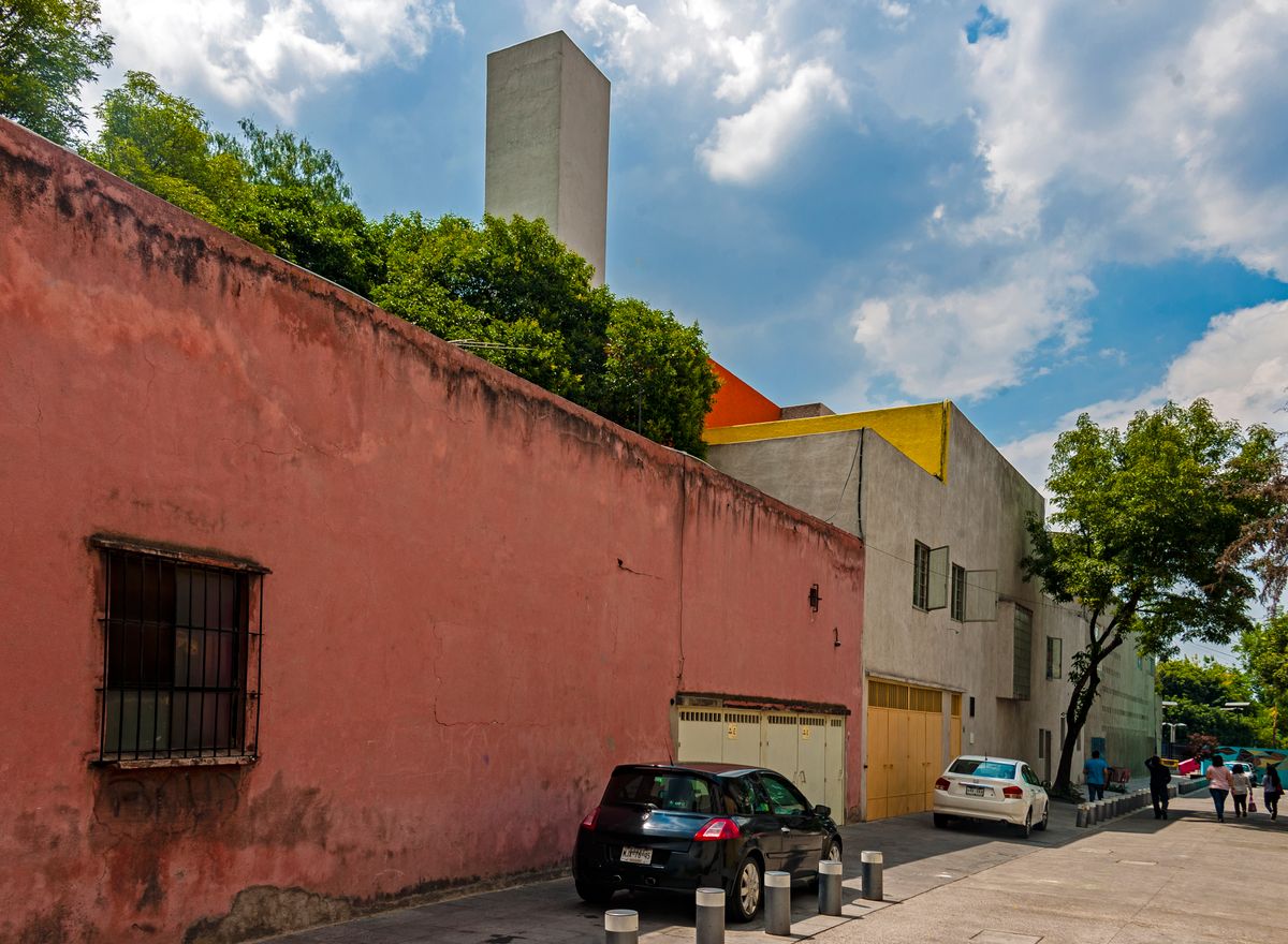 Street facade of the Luis Barragán House and Studio in Mexico City.