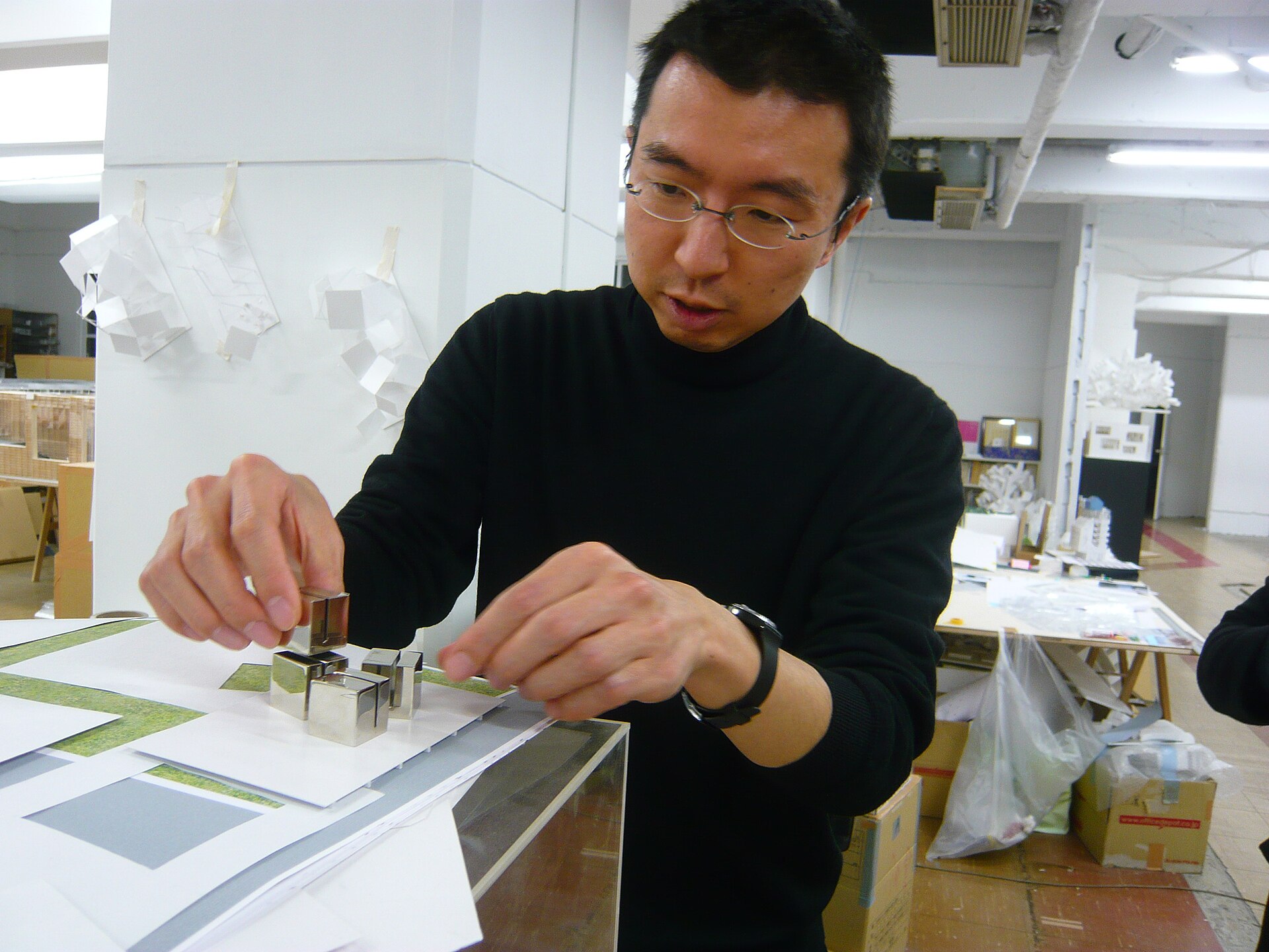 Japanese architect Sou Fujimoto in his office.